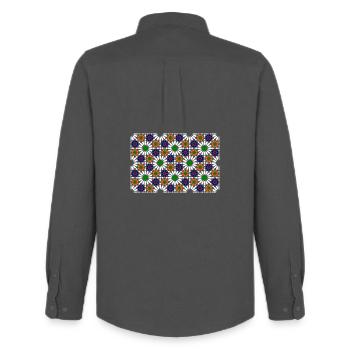 Mosaïque mauresque (sombre) - Chemise Oxford homme Stanley/Stella - charbon - Dos - AI Model Male 185 dark (185cm)