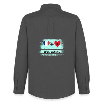 Flagge Frankreich und Albanien 100% genial - Männer Oxford Hemd von Stanley/Stella - Anthrazit - Hinten - AI Model Male 185 dark (185cm)