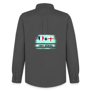 Flagge Frankreich und England 100% genial - Männer Oxford Hemd von Stanley/Stella - Anthrazit - Hinten - AI Model Male 185 dark (185cm)