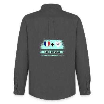 Frankreich Flagge und Südkorea 100% genial - Männer Oxford Hemd von Stanley/Stella - Anthrazit - Hinten - AI Model Male 185 dark (185cm)