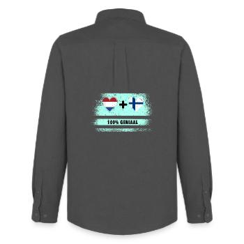 Finnland und Niederlande 100% Genius Flagge - Männer Oxford Hemd von Stanley/Stella - Anthrazit - Hinten - AI Model Male 185 dark (185cm)