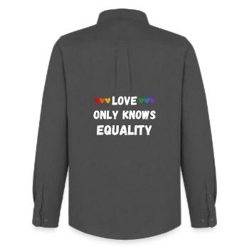 Love only knows equality - Men's Oxford Shirt by Stanley/Stella - anthracite - Back - AI Model Male 185 dark (185cm)