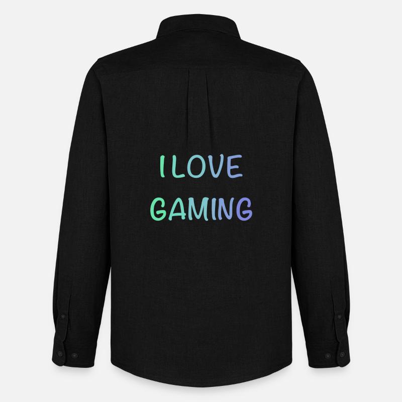 I Love Gaming  - Männer Oxford Hemd von Stanley/Stella - Schwarz
