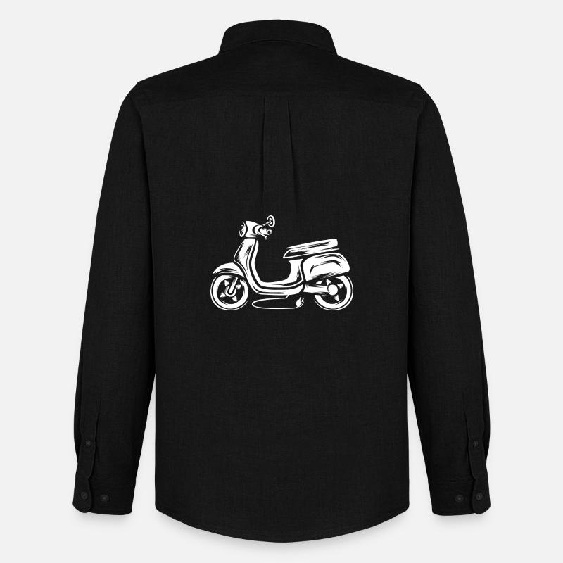 Elektro Roller Illustration - e Moped Fahrer - Männer Oxford Hemd von Stanley/Stella - Schwarz