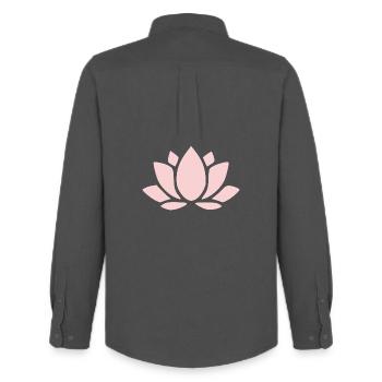 Fleur de lotus Fleur de lotus Fleur pastel Fleurs de nénuphar Fleurs - Chemise Oxford homme Stanley/Stella - charbon - Dos - AI Model Male 185 dark (185cm)
