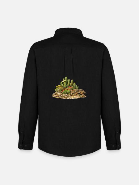 Cactus with Coyote - Men's Oxford Shirt by Stanley/Stella - black