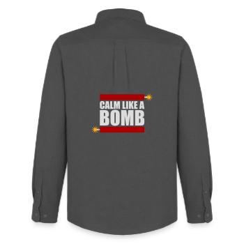 Calm Like Bomb Paradox Ironie Humor Explosiv Witz - Männer Oxford Hemd von Stanley/Stella - Anthrazit - Hinten - AI Model Male 185 dark (185cm)