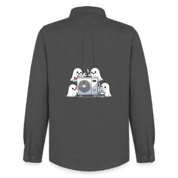 Halloween HVAC Geist Lustiges Klima Technik Motiv - Männer Oxford Hemd von Stanley/Stella - Anthrazit - Hinten - AI Model Male 185 dark (185cm)