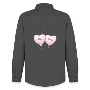 Motif du couple ballon en forme de cœur de Mrs Mme - Chemise Oxford homme Stanley/Stella - charbon - Dos - AI Model Male 185 dark (185cm)