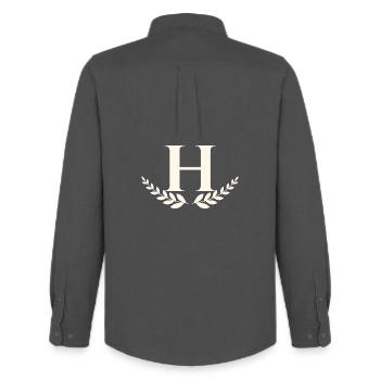 H - Männer Oxford Hemd von Stanley/Stella - Anthrazit - Hinten - AI Model Male 185 dark (185cm)