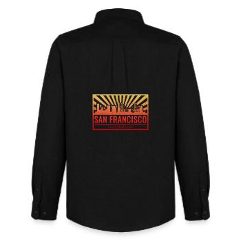 San Francisco Skyline Gradient - Männer Oxford Hemd von Stanley/Stella - Schwarz - Hinten - AI Model Male 185 dark (185cm)