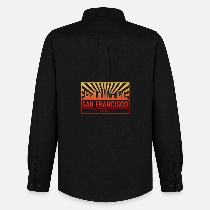 San Francisco Skyline Gradient - Männer Oxford Hemd von Stanley/Stella - Schwarz