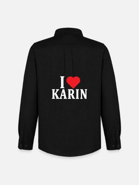 t-shirt J’aime Karin idée cadeau t-shirt - Chemise Oxford homme Stanley/Stella - noir
