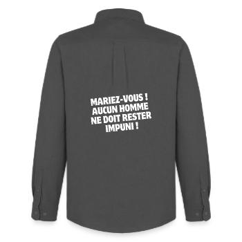 wedding, wedding humor, getting married - Men's Oxford Shirt by Stanley/Stella - anthracite - Back - AI Model Male 185 dark (185cm)