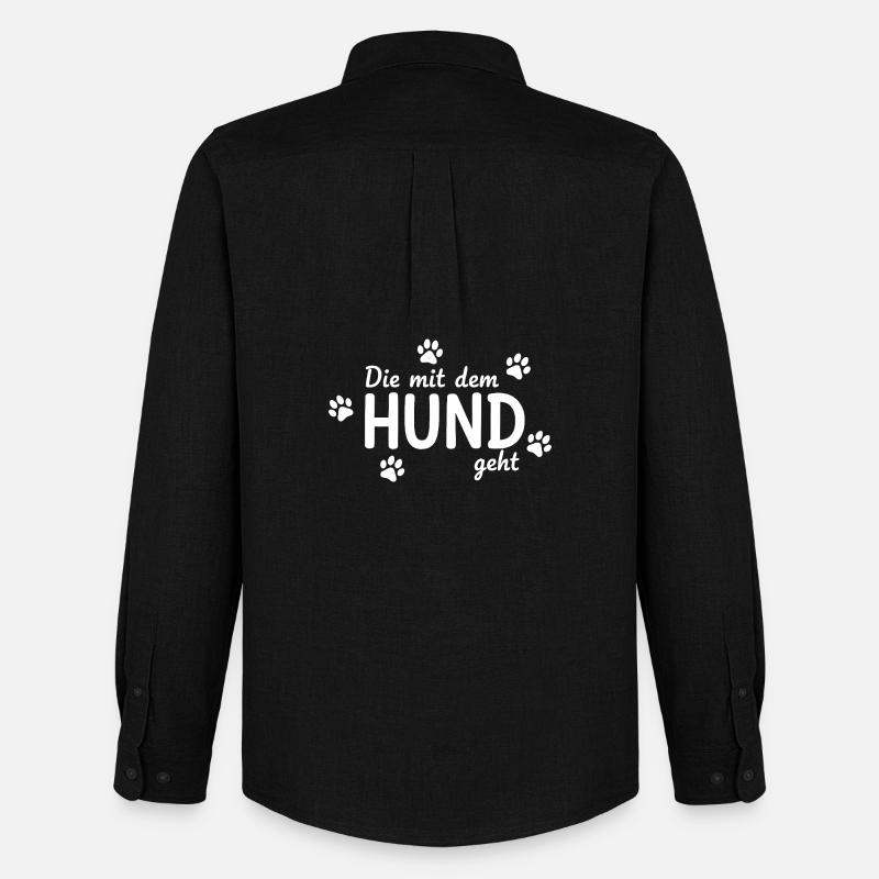 Die mit dem Hund geht Spruch - Männer Oxford Hemd von Stanley/Stella - Schwarz