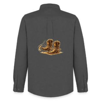 Line Dance Motion - Men's Oxford Shirt by Stanley/Stella - anthracite - Back - AI Model Male 185 dark (185cm)