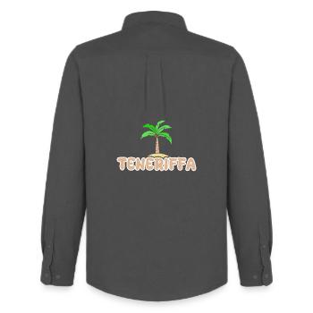 Vacances à Tenerife - Chemise Oxford homme Stanley/Stella - charbon - Dos - AI Model Male 185 dark (185cm)