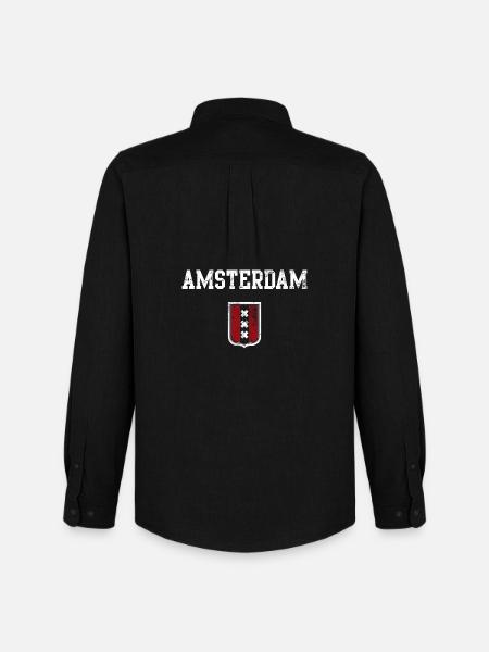 Amsterdam Crest Shield Motif - Men's Oxford Shirt by Stanley/Stella - black