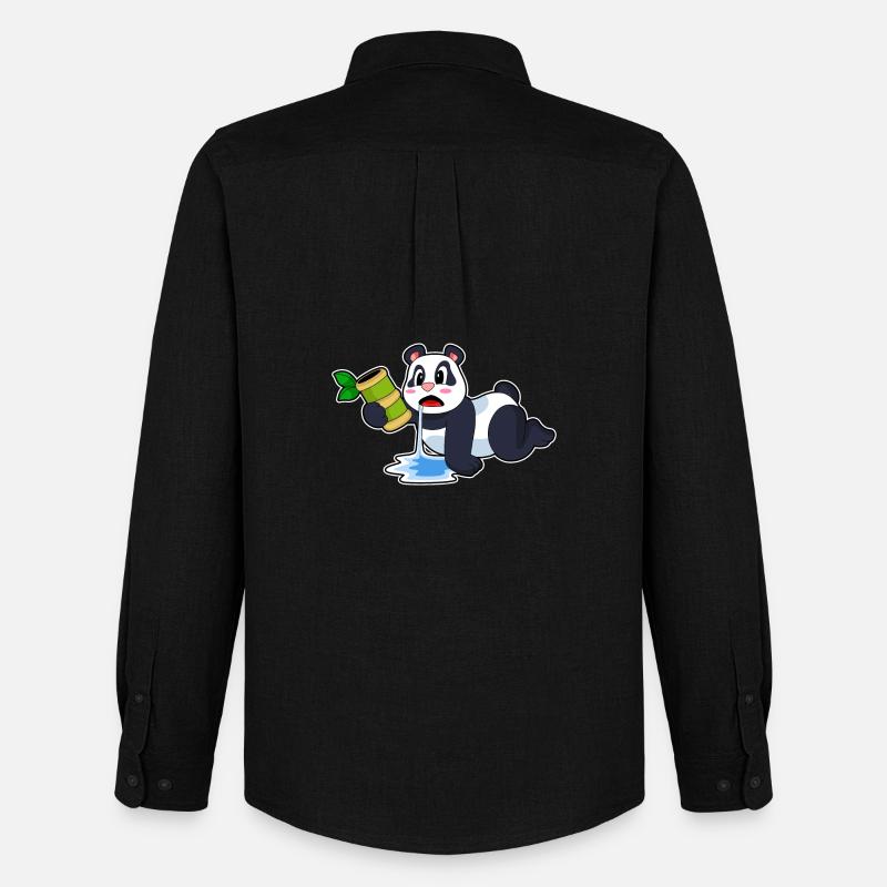Panda Bambus - Männer Oxford Hemd von Stanley/Stella - Schwarz