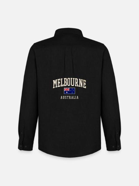 Melbourne Australia Design with Flag - Men's Oxford Shirt by Stanley/Stella - black