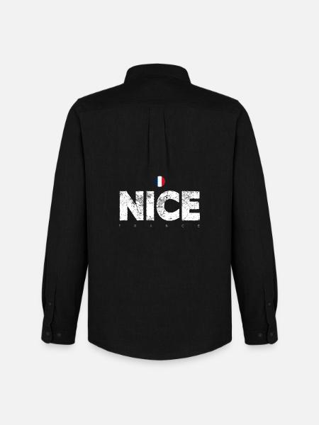 Nice France Distressed Letters - Men's Oxford Shirt by Stanley/Stella - black