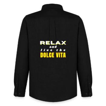 Chemise Dolce Vita relax - Chemise Oxford homme Stanley/Stella - noir - Dos - AI Model Male 185 dark (185cm)