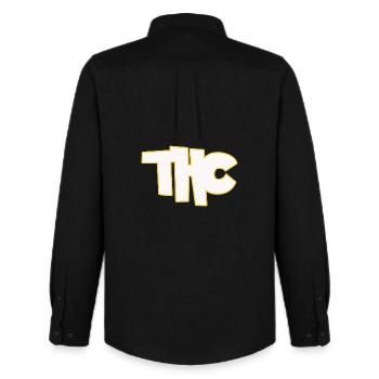 THC - Chemise Oxford homme Stanley/Stella - noir - Dos - AI Model Male 185 dark (185cm)