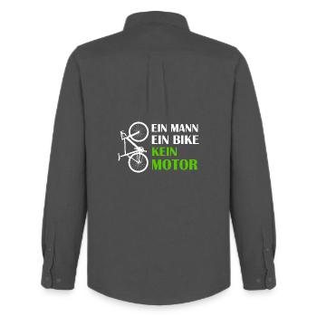 ONE MAN ONE BIKE NO MOTOR Vélo de route anti-E-Bike - Chemise Oxford homme Stanley/Stella - charbon - Dos - AI Model Male 185 dark (185cm)