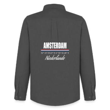 Amsterdam - Chemise Oxford homme Stanley/Stella - charbon - Dos - AI Model Male 185 dark (185cm)
