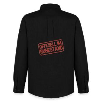 Officially Retired - Stamp - Men's Oxford Shirt by Stanley/Stella - black - Back - AI Model Male 185 dark (185cm)
