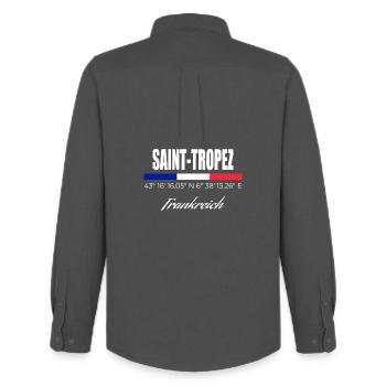 Saint-Tropez - Men's Oxford Shirt by Stanley/Stella - anthracite - Back - AI Model Male 185 dark (185cm)