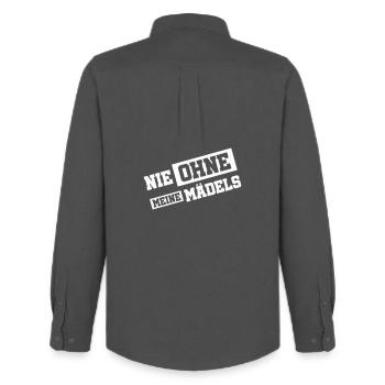 Nie Ohne Meine Mädels - Männer Oxford Hemd von Stanley/Stella - Anthrazit - Hinten - AI Model Male 185 dark (185cm)