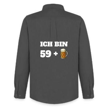 J’ai 59 ans + 1 anniversaire de bière - Chemise Oxford homme Stanley/Stella - charbon - Dos - AI Model Male 185 dark (185cm)