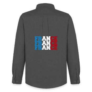 France France - Men's Oxford Shirt by Stanley/Stella - anthracite - Back - AI Model Male 185 dark (185cm)