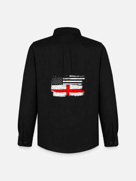 Grunge Flag Fusion USA UK Cross - Men's Oxford Shirt by Stanley/Stella - black