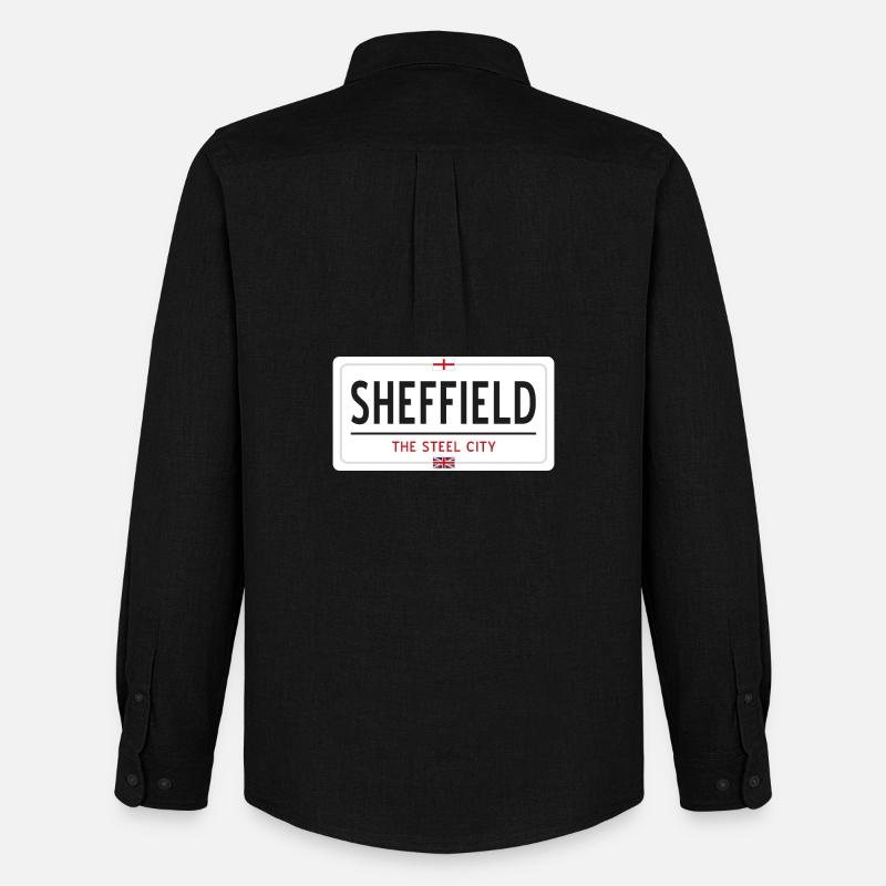 Ortsschild Sheffield - Männer Oxford Hemd von Stanley/Stella - Schwarz