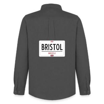 Bristol town sign - Men's Oxford Shirt by Stanley/Stella - anthracite - Back - AI Model Male 185 dark (185cm)