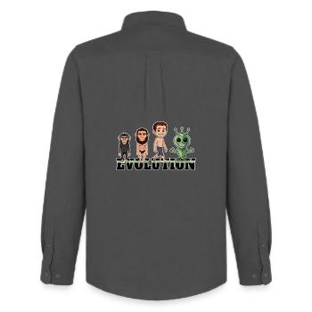 Évolution Alien - Chemise Oxford homme Stanley/Stella - charbon - Dos - AI Model Male 185 dark (185cm)