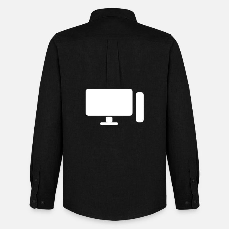 Minimal PC Setup Icon – Gamer Design - Männer Oxford Hemd von Stanley/Stella - Schwarz
