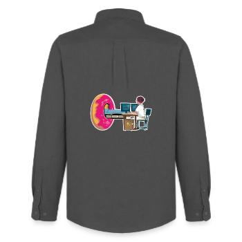 Femme Manip Radio Scanner Irm Donut Radiologie - Chemise Oxford homme Stanley/Stella - charbon - Dos - AI Model Male 185 dark (185cm)