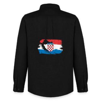 Drapeau croate à la brosse - Chemise Oxford homme Stanley/Stella - noir - Dos - AI Model Male 185 dark (185cm)