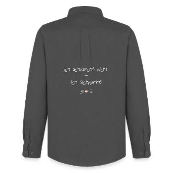 I don't snore - I purr - Men's Oxford Shirt by Stanley/Stella - anthracite - Back - AI Model Male 185 dark (185cm)