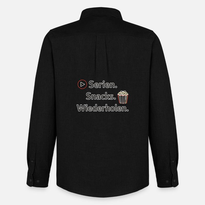 Serien Snacks Wiederholen - Männer Oxford Hemd von Stanley/Stella - Schwarz