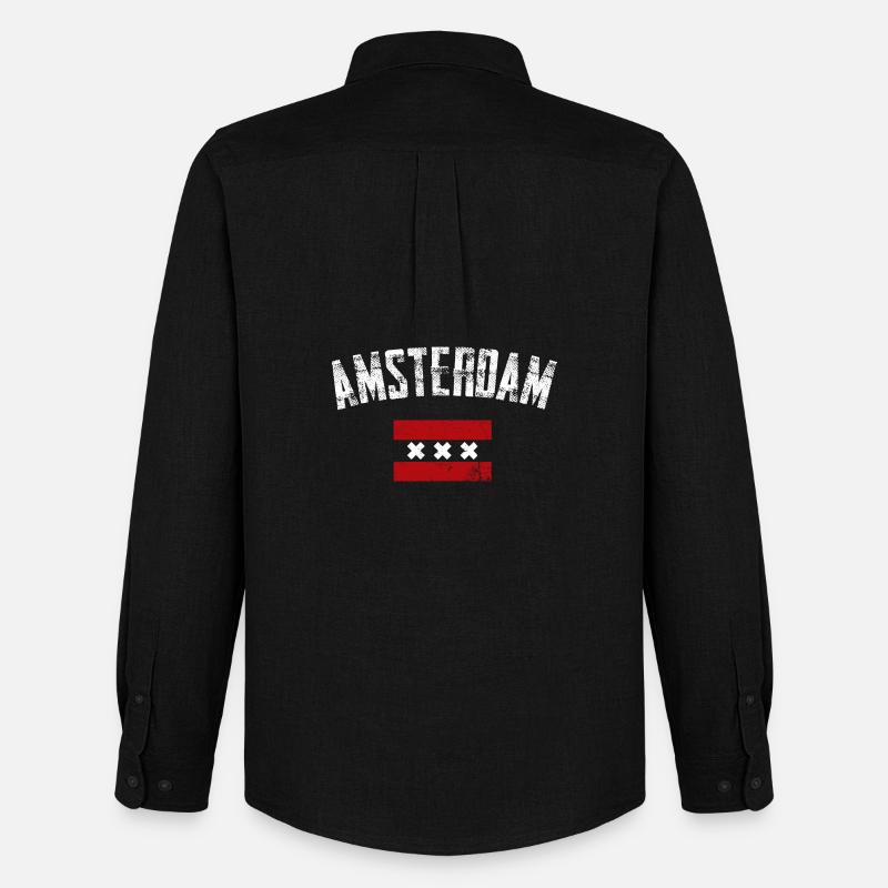 Amsterdam Bold Crest Tee - Männer Oxford Hemd von Stanley/Stella - Schwarz