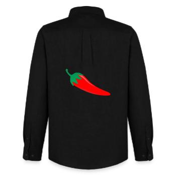 Funny Hot Chilli tshirt - Men's Oxford Shirt by Stanley/Stella - black - Back - AI Model Male 185 dark (185cm)