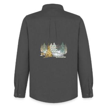 Noël paisible dans la forêt hivernale de l’Avent - Chemise Oxford homme Stanley/Stella - charbon - Dos - AI Model Male 185 dark (185cm)