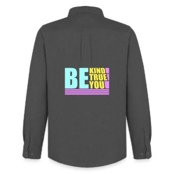 Be Kind Be True Be You Inspirational Self-Love - Men's Oxford Shirt by Stanley/Stella - anthracite - Back - AI Model Male 185 dark (185cm)