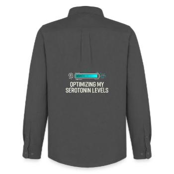 Serotonin Optimizing - Männer Oxford Hemd von Stanley/Stella - Anthrazit - Hinten - AI Model Male 185 dark (185cm)