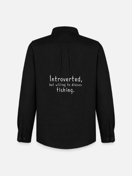 Introvert Angler Funny Fishing Gift - Men's Oxford Shirt by Stanley/Stella - black