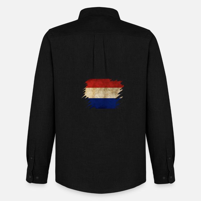 Grunge Holländisches Flaggendesign - Männer Oxford Hemd von Stanley/Stella - Schwarz
